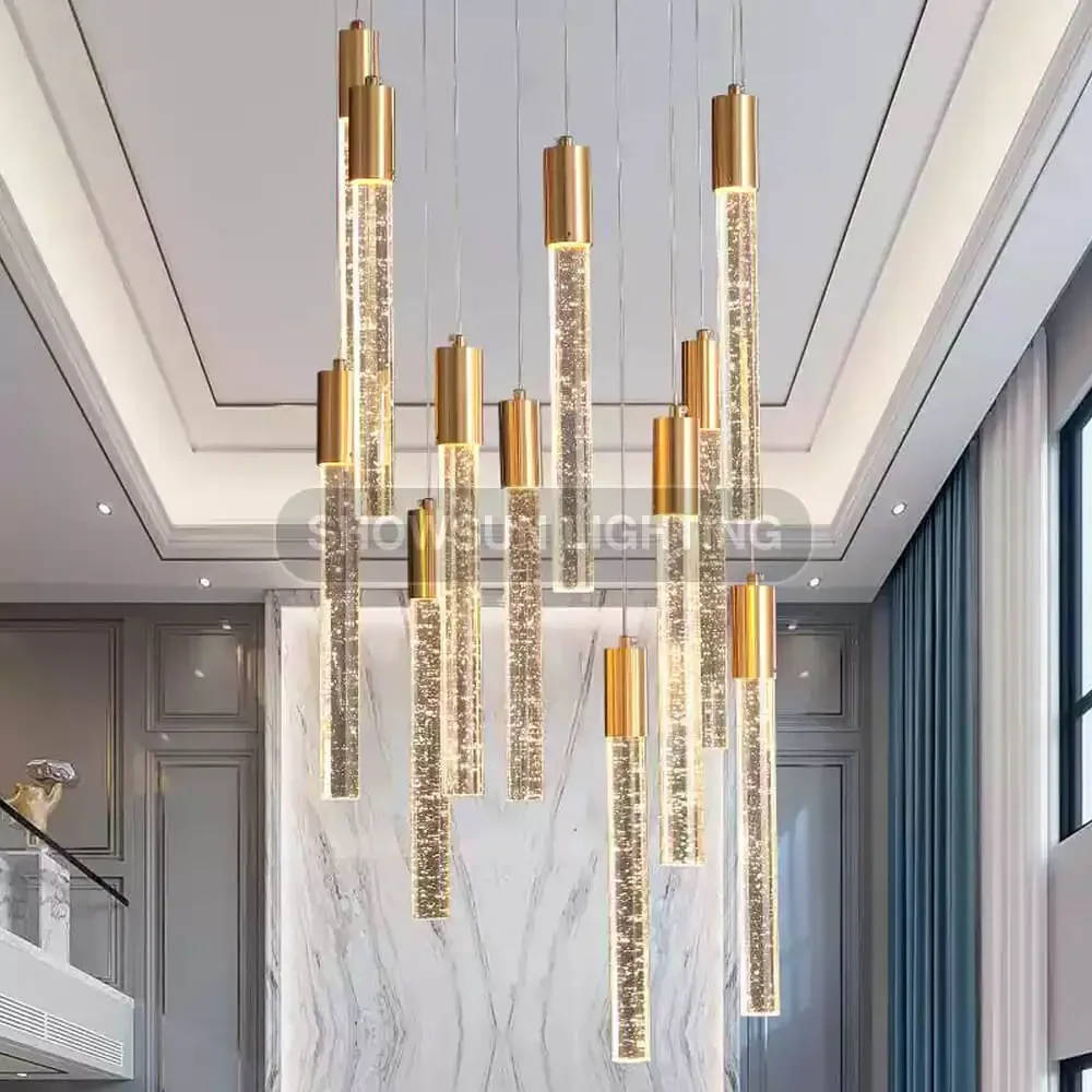 Luxury Long Crystal Staircase  Modern Simple Restaurant Engineering Duplex Living Room Large