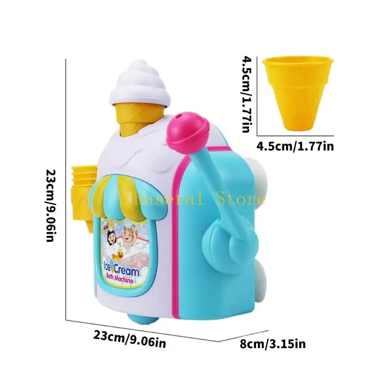 E7CE Ice Cream Maker Bath Bath Toy for Kids Safe Plastic Ducha Play Máquinas Bubble Machines con diseño taza succión para