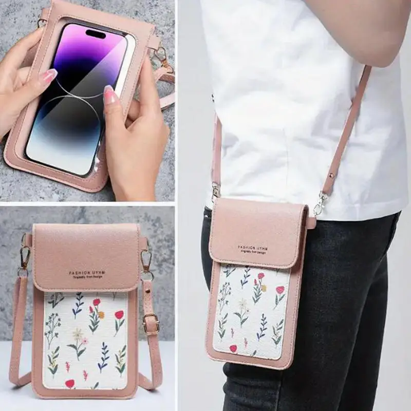 Mulheres impressão crossbody sacos de telefone celular pequena bolsa doce feminino bolsas de ombro único diário versátil carteiras saco de telefone