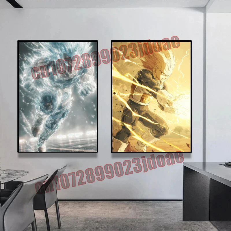 

Dragon Ball Goku Vegeta Frameless Canvas Painting Party Photography Background Decoration Painting HD Poster Children's Gifts