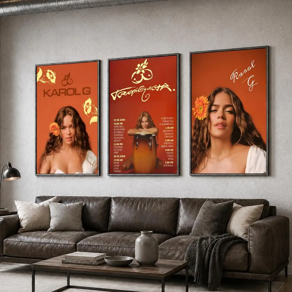 Music KAROL G Reggaeton Latin Singer Poster  PP Self Adhesive Home Garage Dorm Bar Wall Decor Aesthetic Retro Gift