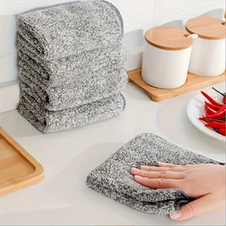 5/10/20pcs Premium Quick-Dry Bamboo Charcoal Fiber Towels, Ideal for Car and Kitchen Grease, Microfiber Cleaning Cloths Set