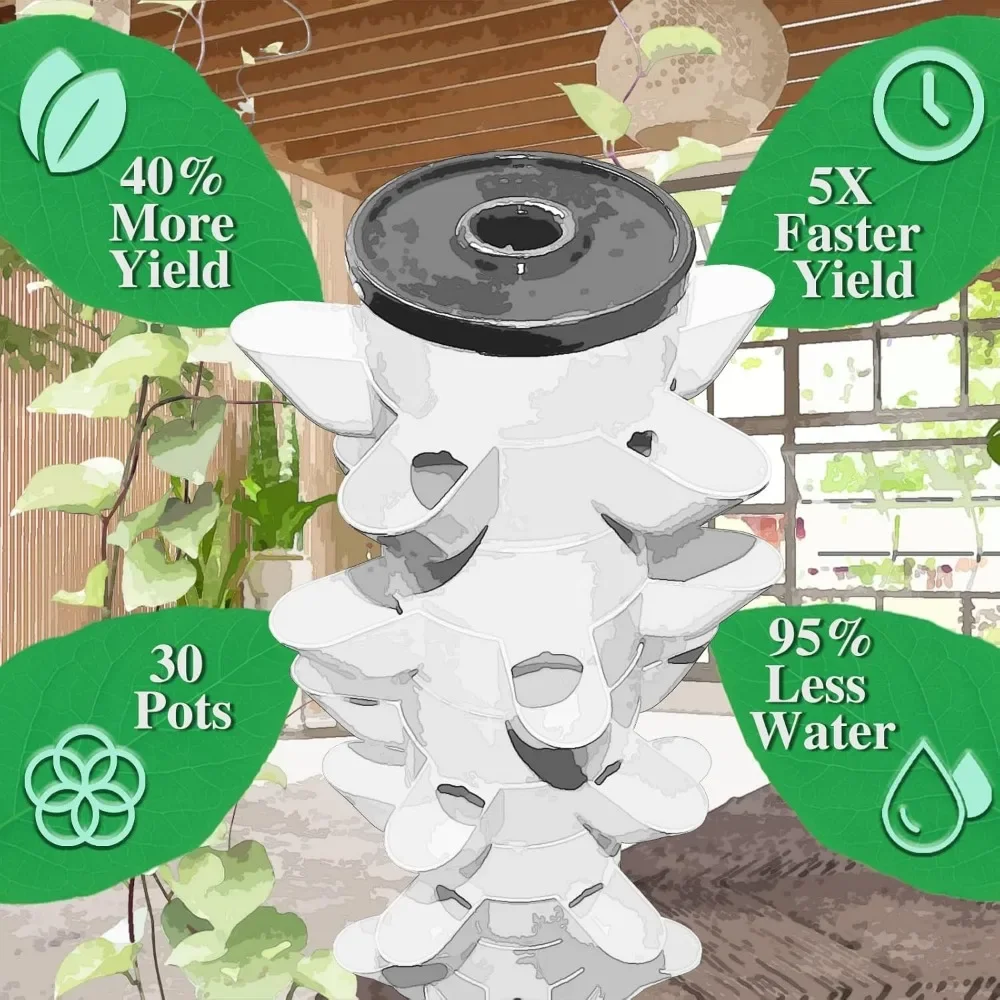 Hydroponic Planting System, 30 Plant Indoor Vertical Tower Garden System Kit, Hydroponic Germination Kit