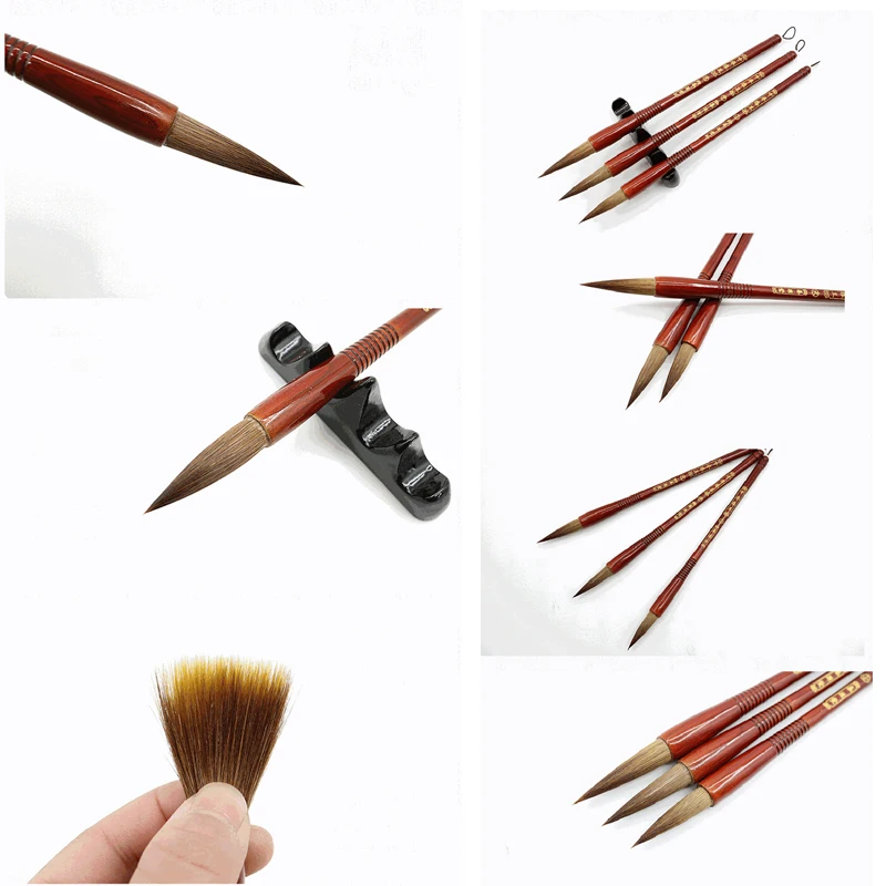 EZONE Pure Weasel Hair Writing Brush Beginner Running Cursive Regular Script Chinese Calligraphy Brush Writing Art School Supply