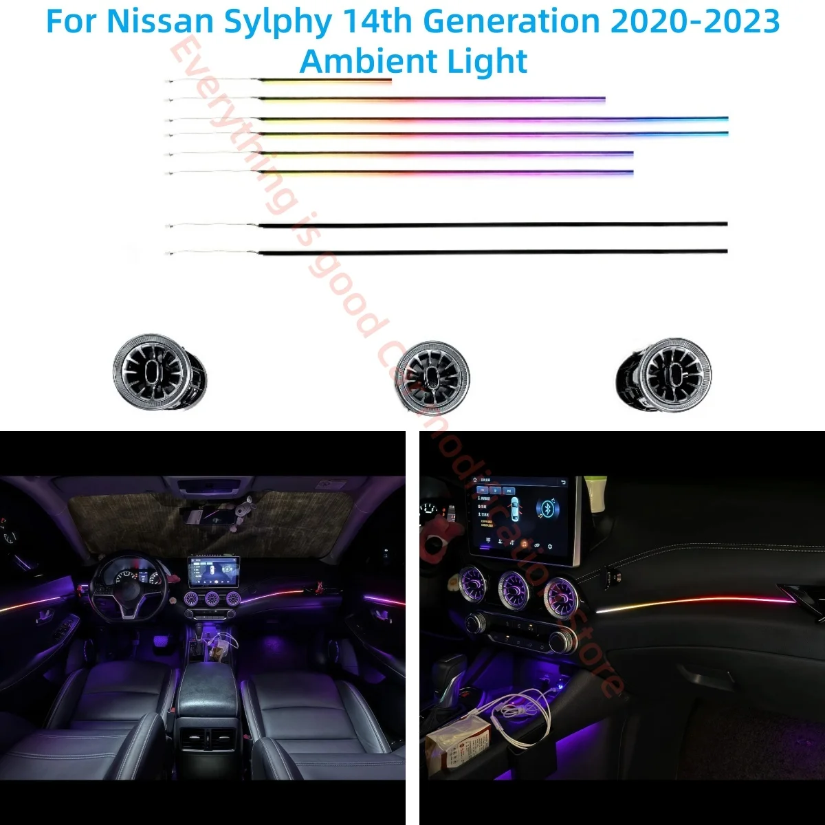 Ambient Light For Nissan SYLPHY 14th Generation car interior lighting upgrade button&APP control Atmosphere Lamp Luminous vent