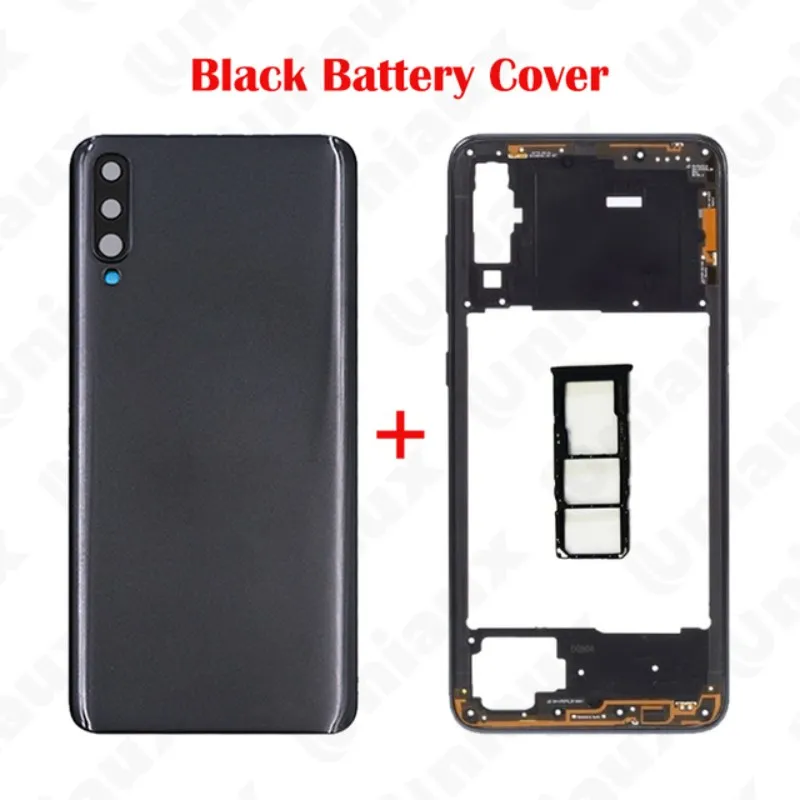 For Samsung Galaxy A70 2019 A705 SM-A705F Middle Frame Plate Bezel A70 Battery Back Cover Rear Door With Camera Lens Replace