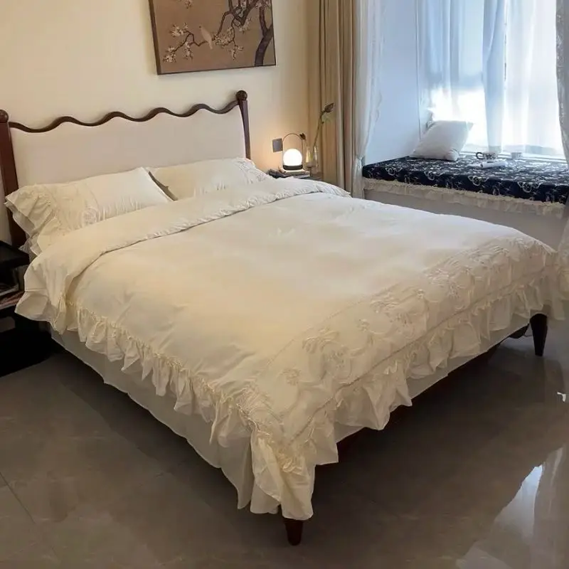 

1000TC Egyptian Cotton Flowers Embroidery Luxury Bedding Set Double Queen King Size Duvet Cover Flat/Fitted Sheet Pillowcases