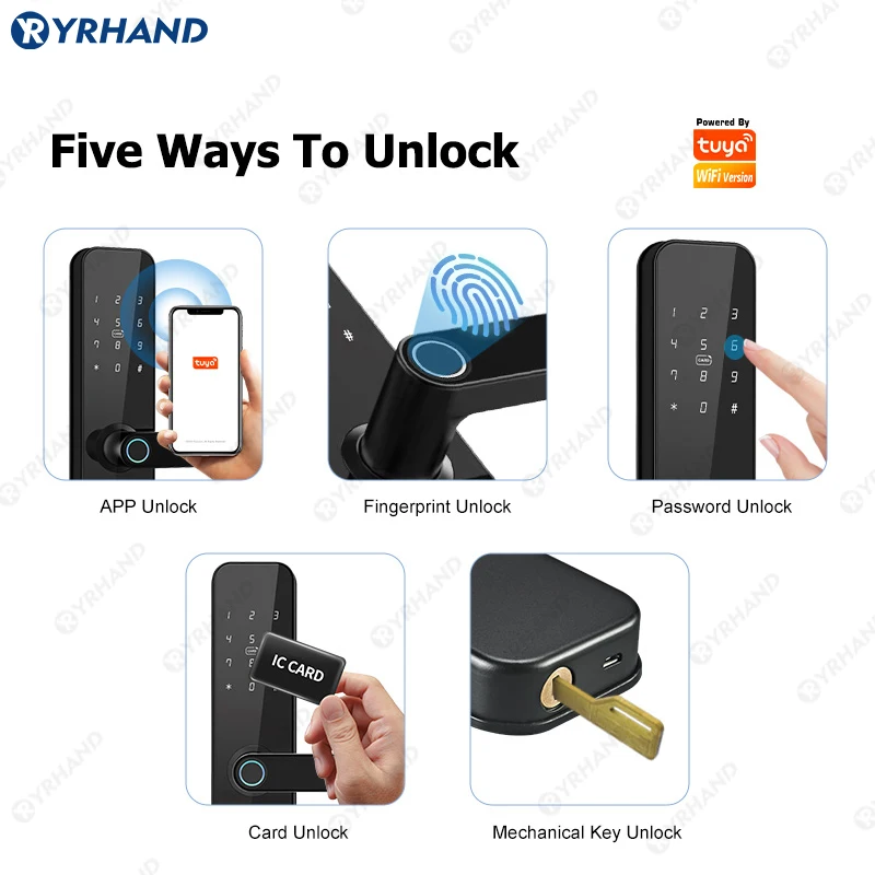 F7 Tuya Zigbee Door Locks Biometric Fingerprint Locker Smart Entry Home Handle App Unlock Digital Intelligent Lock