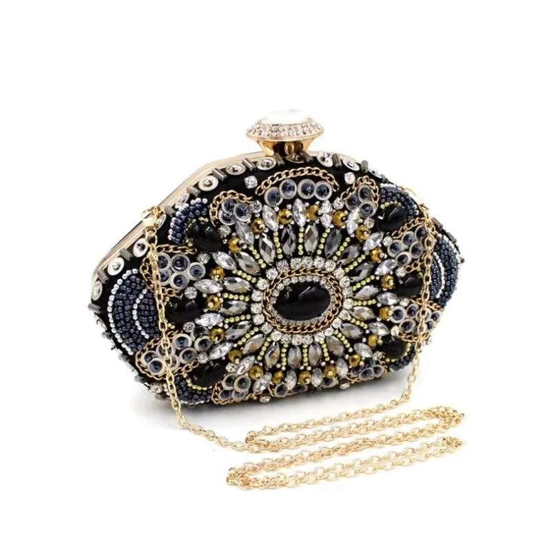 

Japanese-style Heavy Handmade Bead Diamond Chain Bag Outer Single Hand Premium Banquet Dress Dinner Bag Sac De Marque Luxe Femme