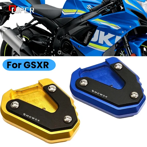 스즈키 GSX R 600 GSX-R 750 GSXR 1000 1000R K2 K3 용 오토바이 액세서리, 사이드 스탠드 확대기 플레이트 킥 스탠드 익스텐션 패드 