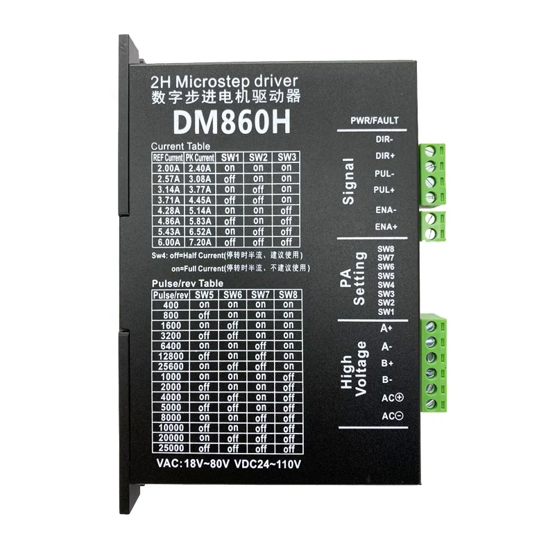 Good heat dissipation Optimized 80V AC stepper motor drive DM860H phase 7.2A amp 48VDC stepper motor driver for nema 34 with fan