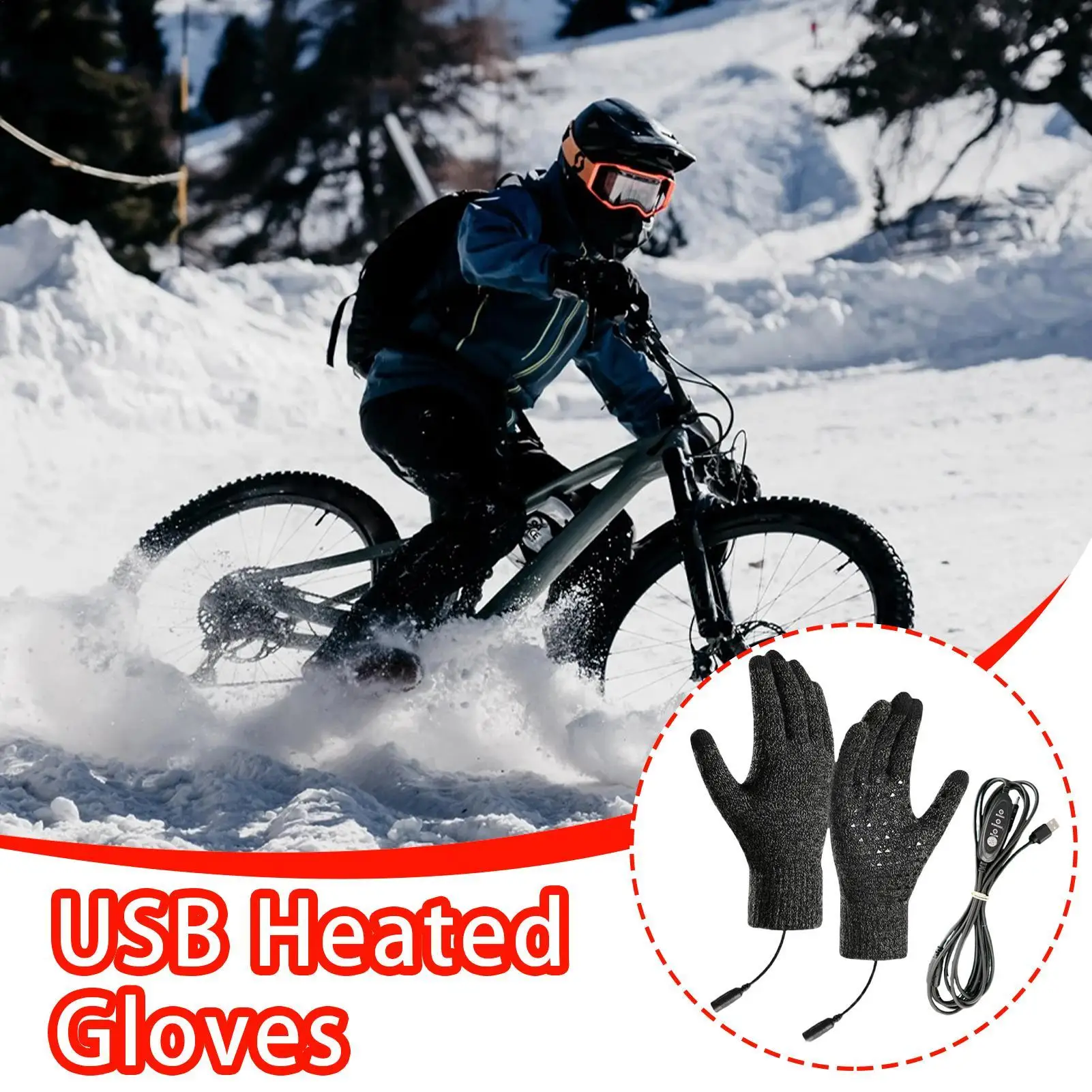 電熱手袋スキー雪手袋タッチスクリーンハンドウォーマーミトンキャンプスノーボードオートバイ乗馬屋外