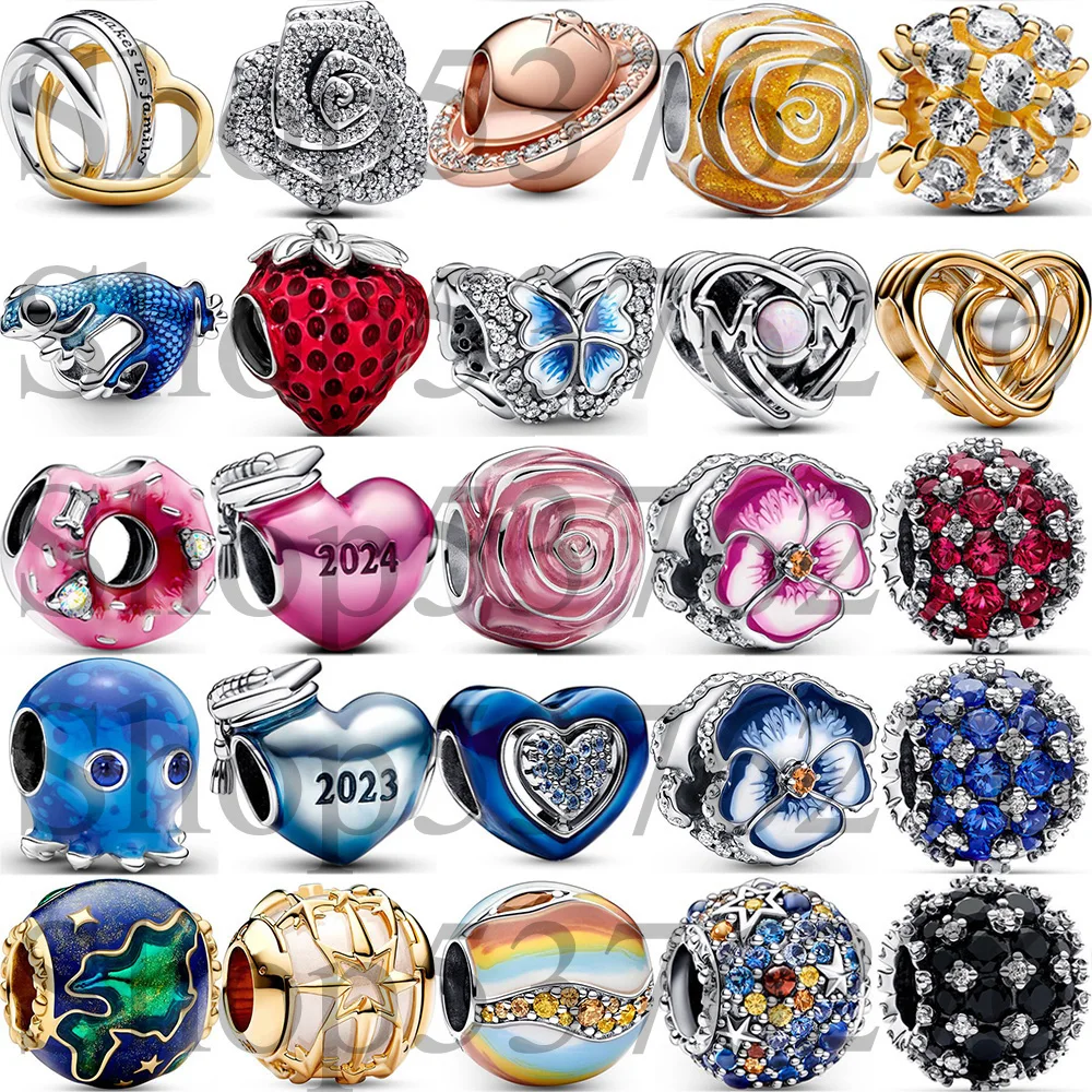 925 Sterling Silver Bead 2023 2024 Graduation Heart Openwork Swirling Charm Fit Fashion Women Bracelet Bangle Gift DIY Jewelry