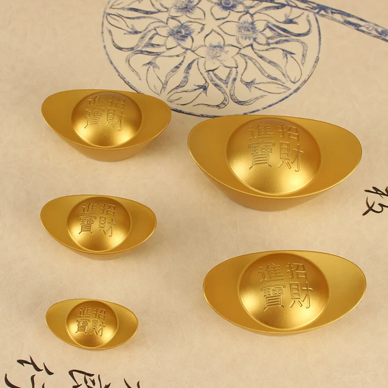

Solid Copper Gold Ingot Chinese Style Living Room Decoration Opening Housewarming Gift Geomancy decoration