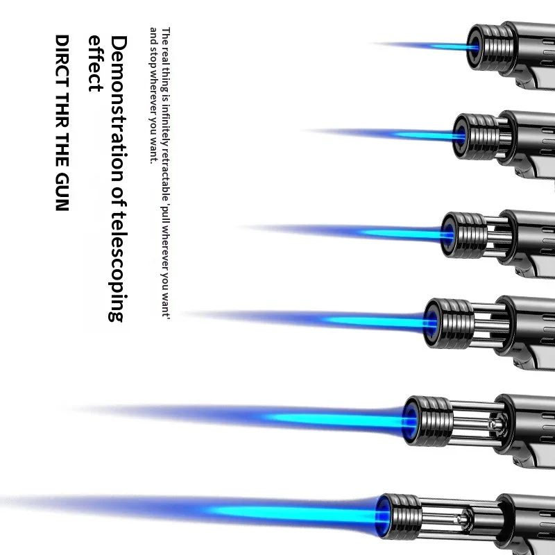 Ugello retrattile ad alta temperatura Pistola per saldatura Accendino antivento Fiamma blu Torcia butano Gonfiaggio Interruttore di blocco di sicurezza Accendino