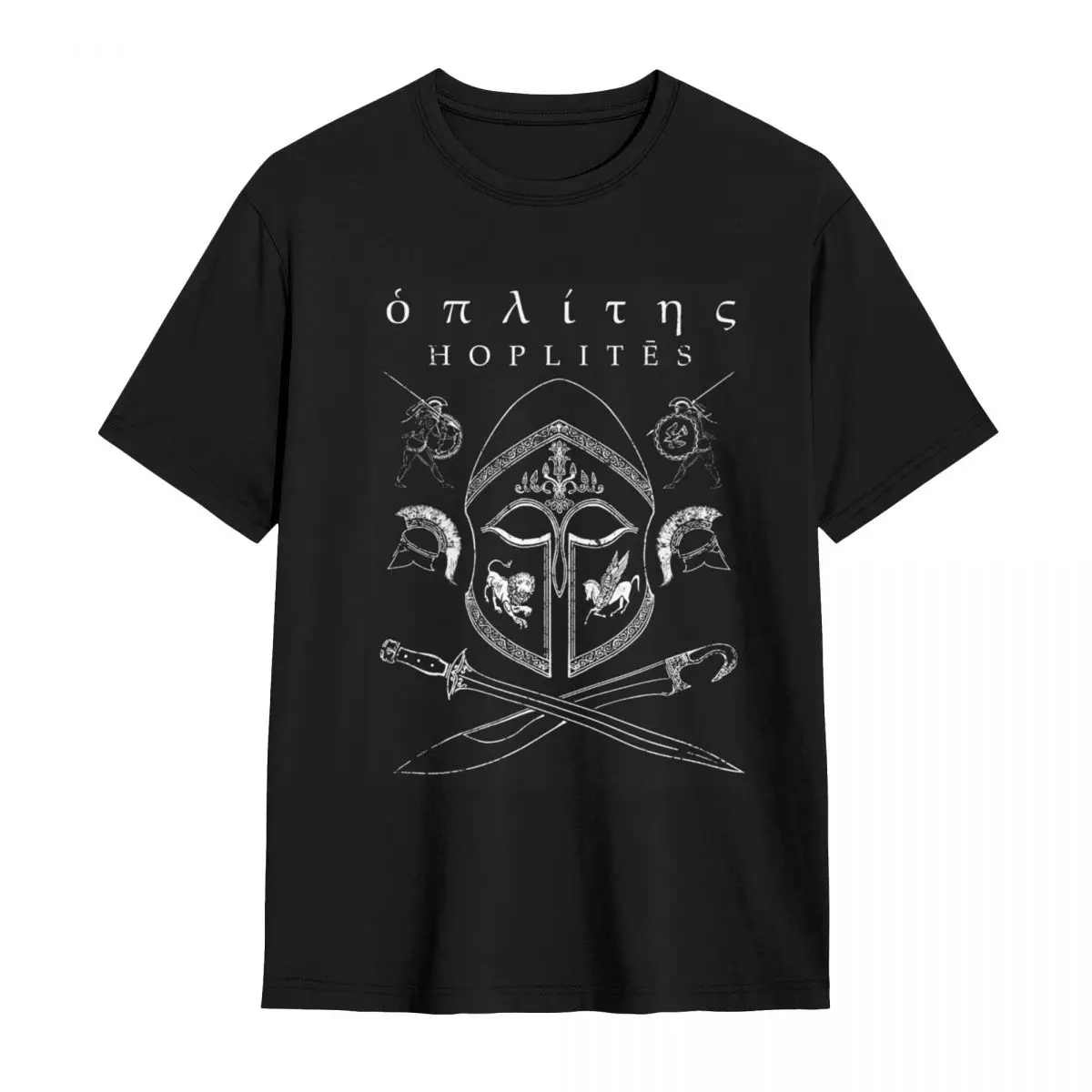 vintage Hoplite Design Greek Ancient Soldier Spartan Warrior Helmet printed T-Shirt Men's clothing 100% cotton graphic shirts