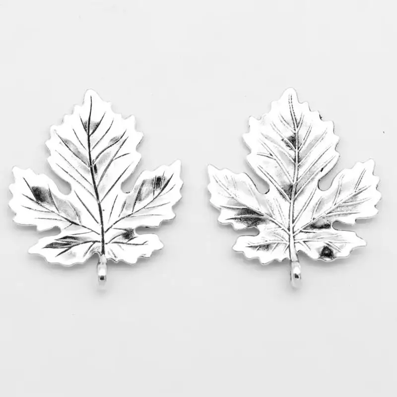 10 Pieces Antique Silver Bronze Leaf Connection Charm Pendants 37x35mm for DIY Handmade Jewelry Gift Making Supplies