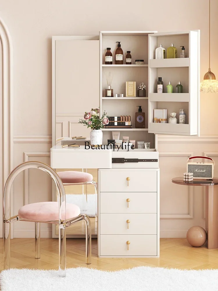 

3Corner dresser full-body mirror integrated storage full-length mirror cream wind small apartment dresser