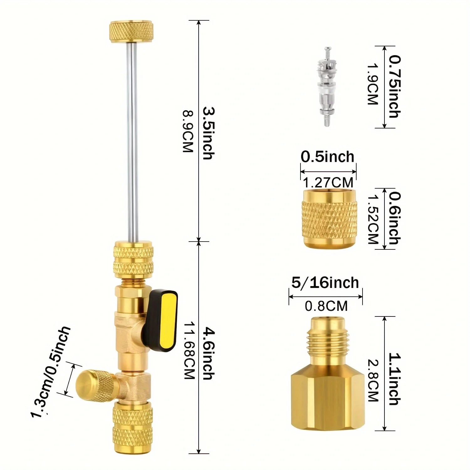 Spool Removal Tool Kit, Air Conditioner, Refrigerant Charge Valve, Adapter for R22 R12 R407 R410 R404 R32 R600 Air Conditioner