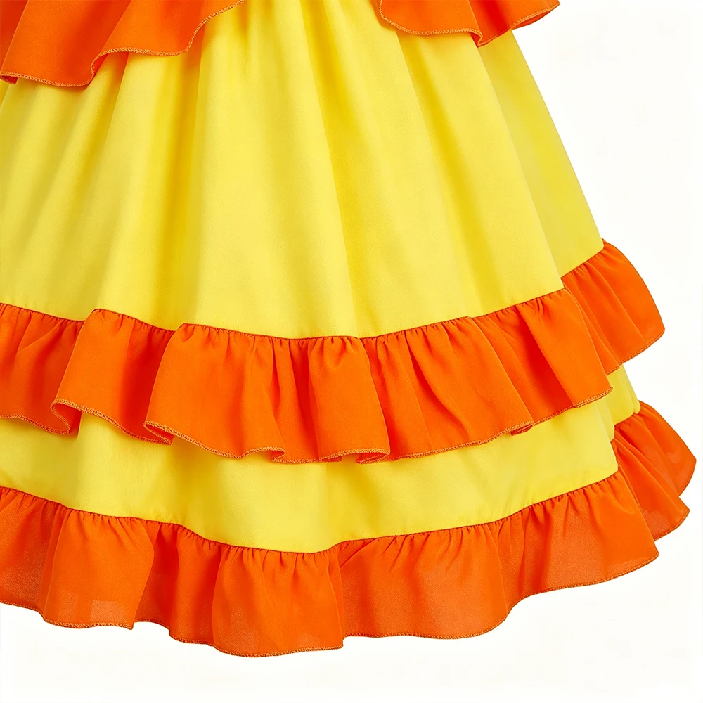 Daisy Kostüm Mädchen Gelbes Mehrlagiges Tüllkleid Kinder Halloween Karneval Geburtstagsfeier Prinzessinnenkleid 3 4 5 6 7 8 Jahre – Detail 9