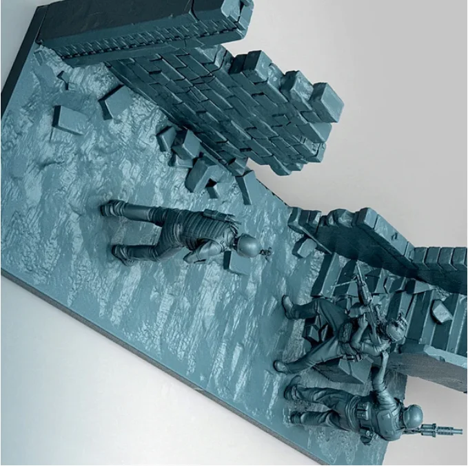 

1/35 фигурка солдата из смолы + сцена, платформа, сделай сам, бесцветная и самособранная (3 падения + сцена) A-2087