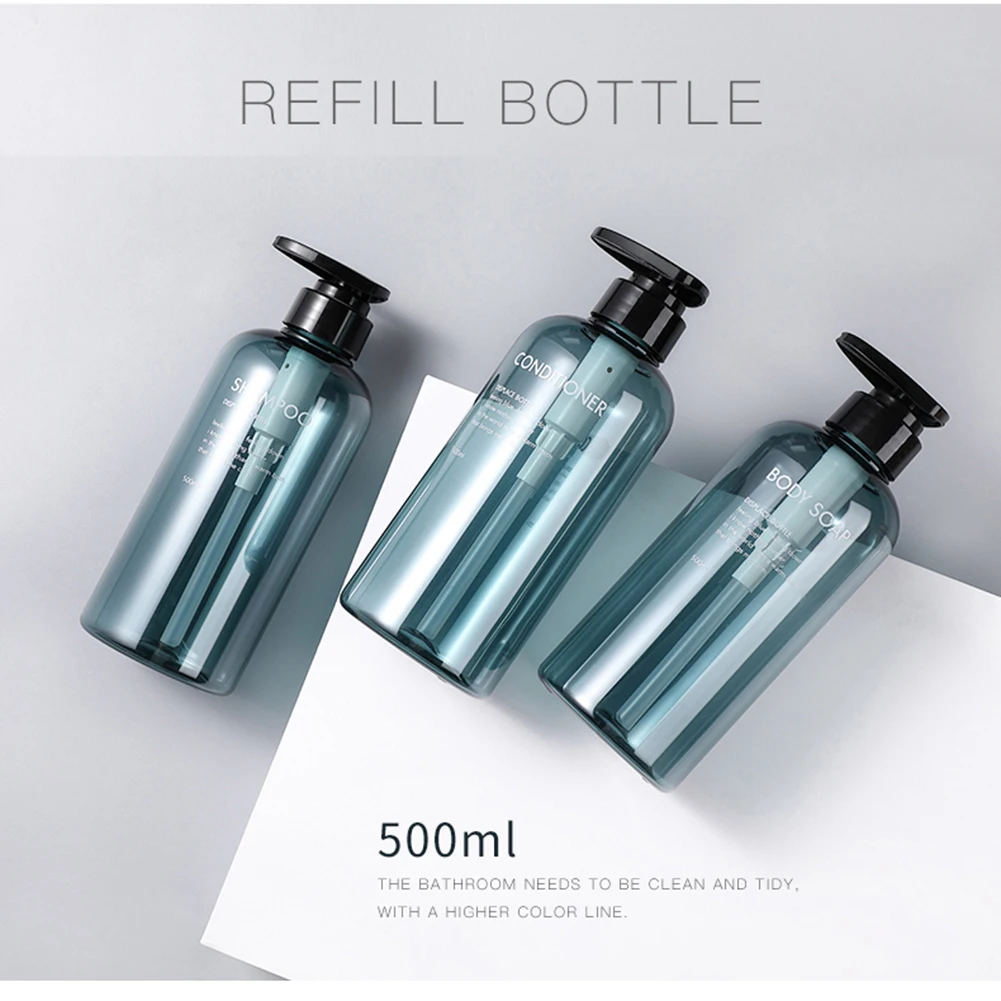 3PCS 500ml Shampoo Soap Dispenser Refillable Empty Container Hand Pump Bottle For Bathroom Liquid Lotion Shower Gel Conditioner