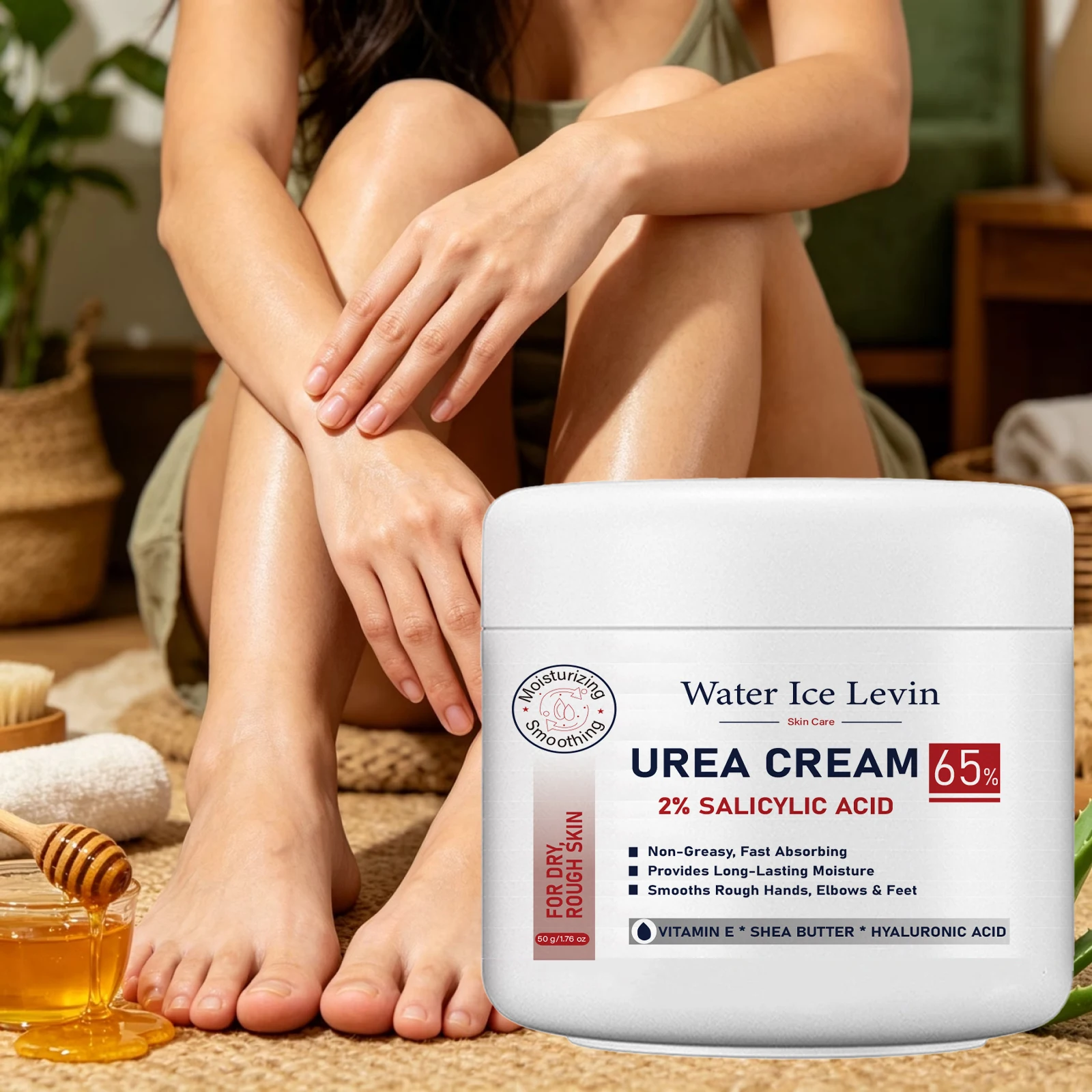 Water Ice Levin 65% Urea Cream 2% Salicylic Acid Deep Moisturize Smooth Rough Dry Hands Elbows Feet Non Greasy Fast Absorb 60g