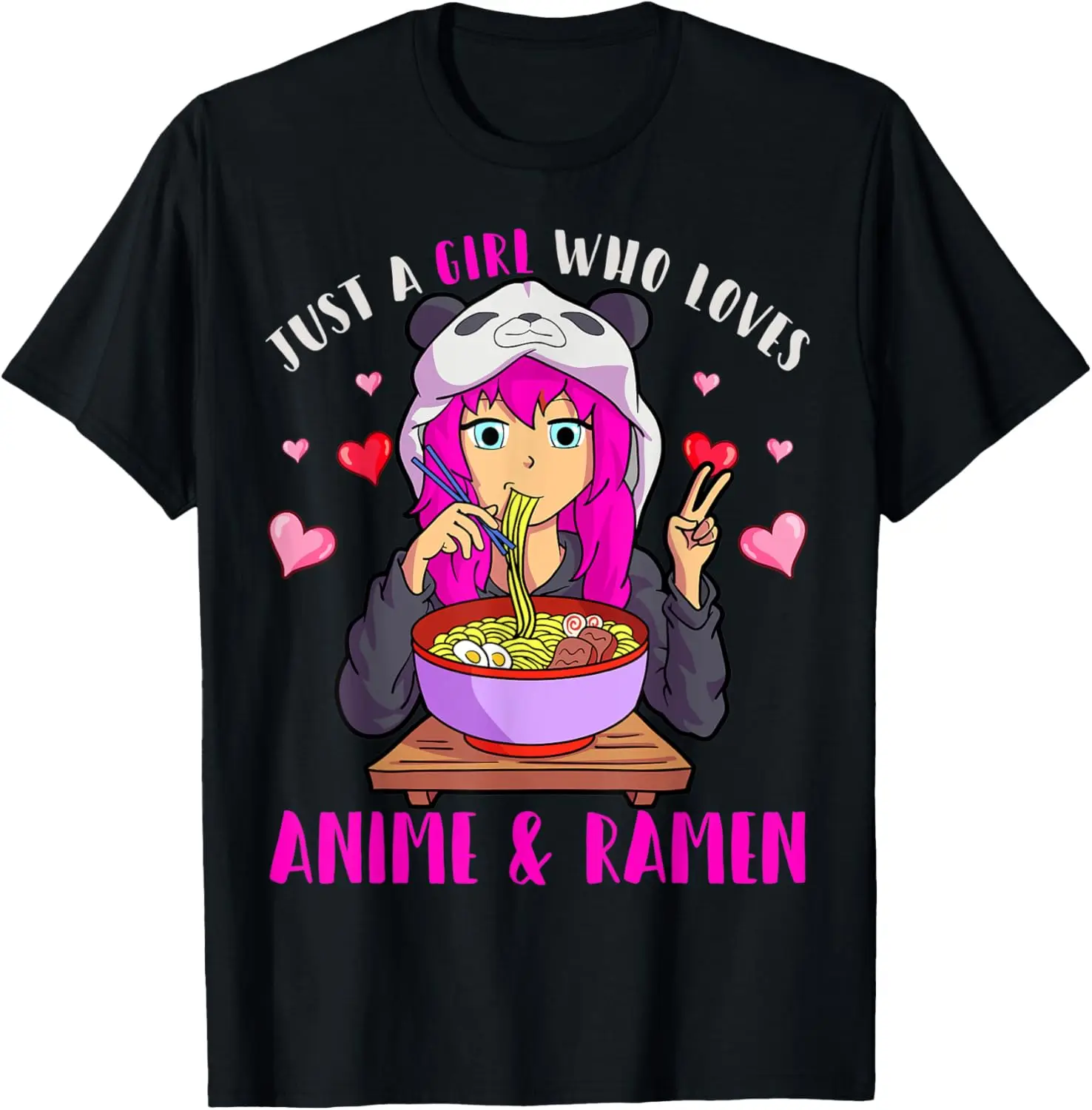 Just a Girl Who Loves Anime and Ramen Women Noodles Anime T-Shirt