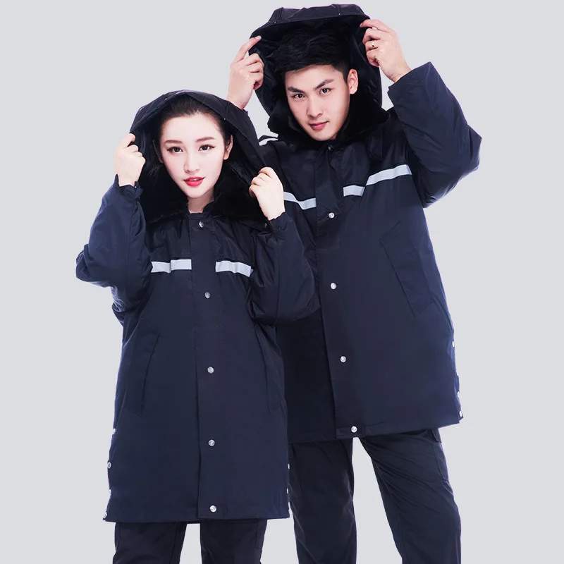 Security coats, cold-proof clothes, military coats, extended cotton-padded clothes, winter reflective cotton-padded clothes