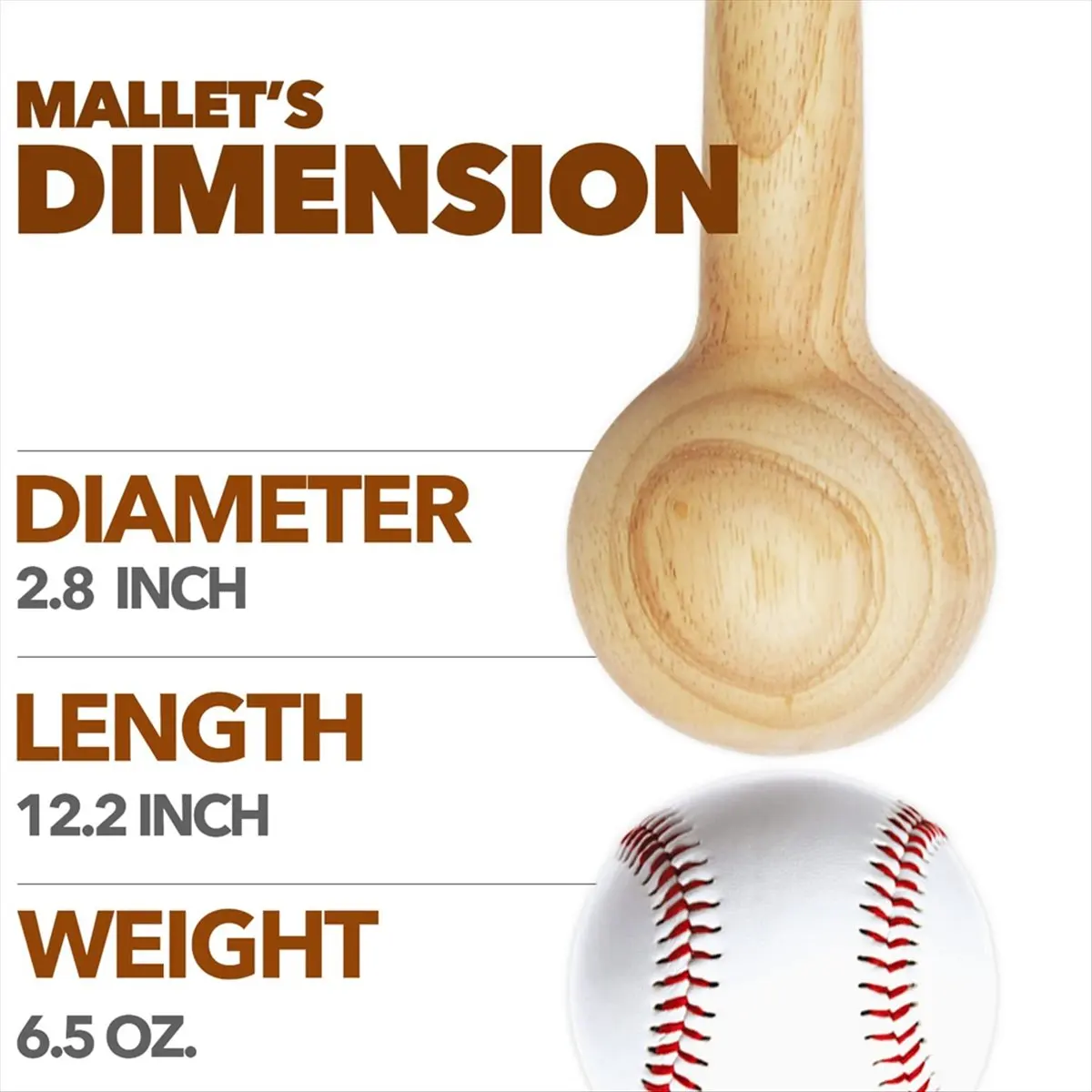 Delighted- Baseball Glove Mallet, Quick Create Ball Shaped Pocket Softball Glove Mallet One Piece Solid Construction Mallet