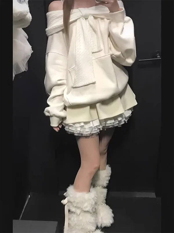 

plus Size Women's Sweet Knot One oulder Hoodie Loose Slimming Autumn Winter Faionable Casual Comfortable Top