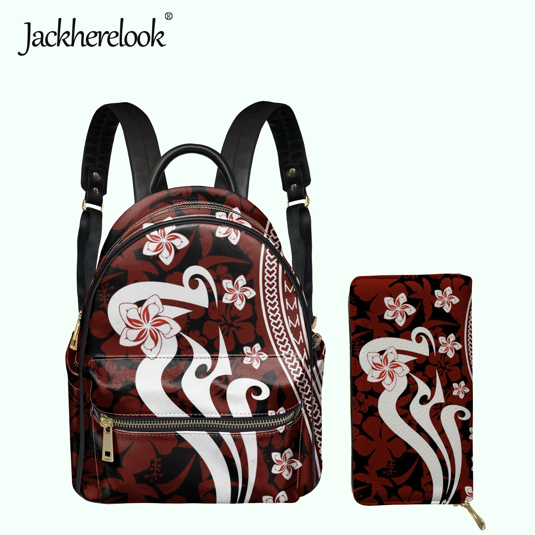 

Jackherelook Small Backpacks Bags For Women's 2022 Polynesian Beautiful Hibiscus Flower Printing Student;s Females Schoolbags