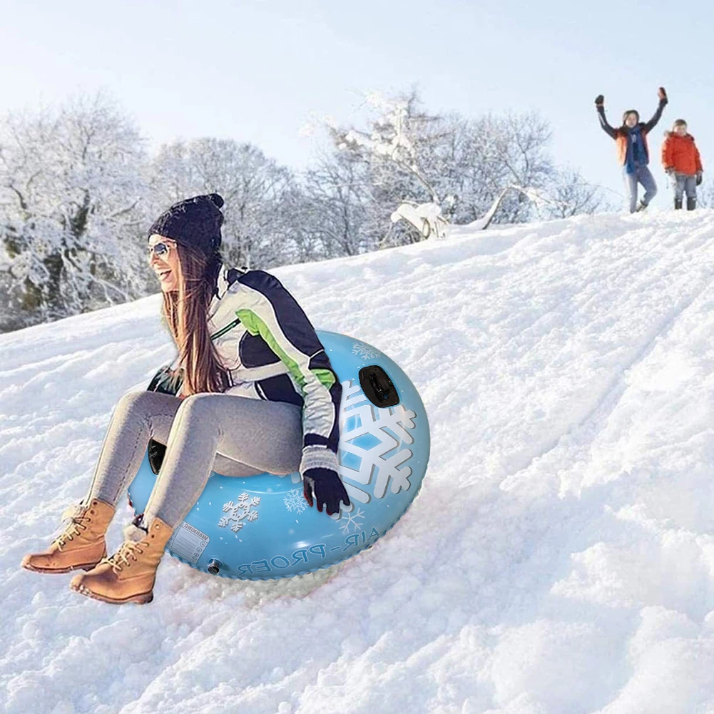 Inflatable Floated Skiing Board Thickened Floated Sled PVC Ski Ring with Handles Ski Board Sled Skiing Equipments
