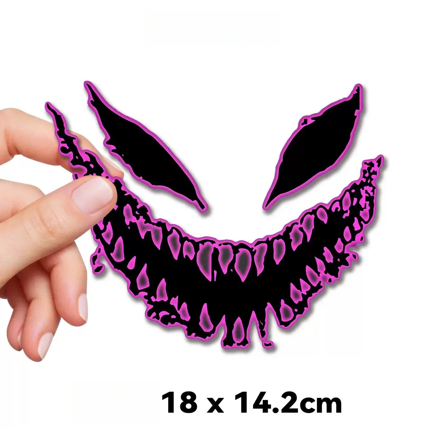 Cool Personality Purple Edge Fangs Smile Car Decals Vinyl Stickers for Car Body Helmet Triangular Window Modified Decor
