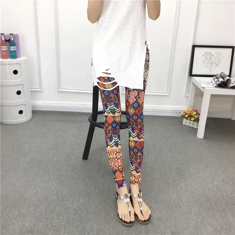 Summer Mesh Leggings Women Wear Bohemian Large Elastic Flesh Penetrating Color Sunscreen Pants  Leopard Print  Punk Rave