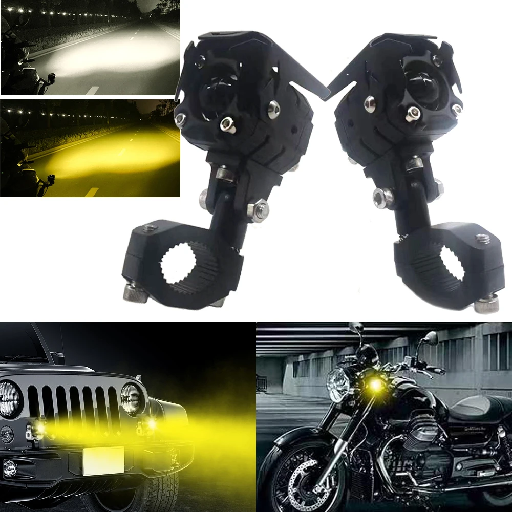 Motorcycle LED Spotlight LED Projector White and yellow headlight 90W fog lights General purpose bicycle car Off-road truck SUV