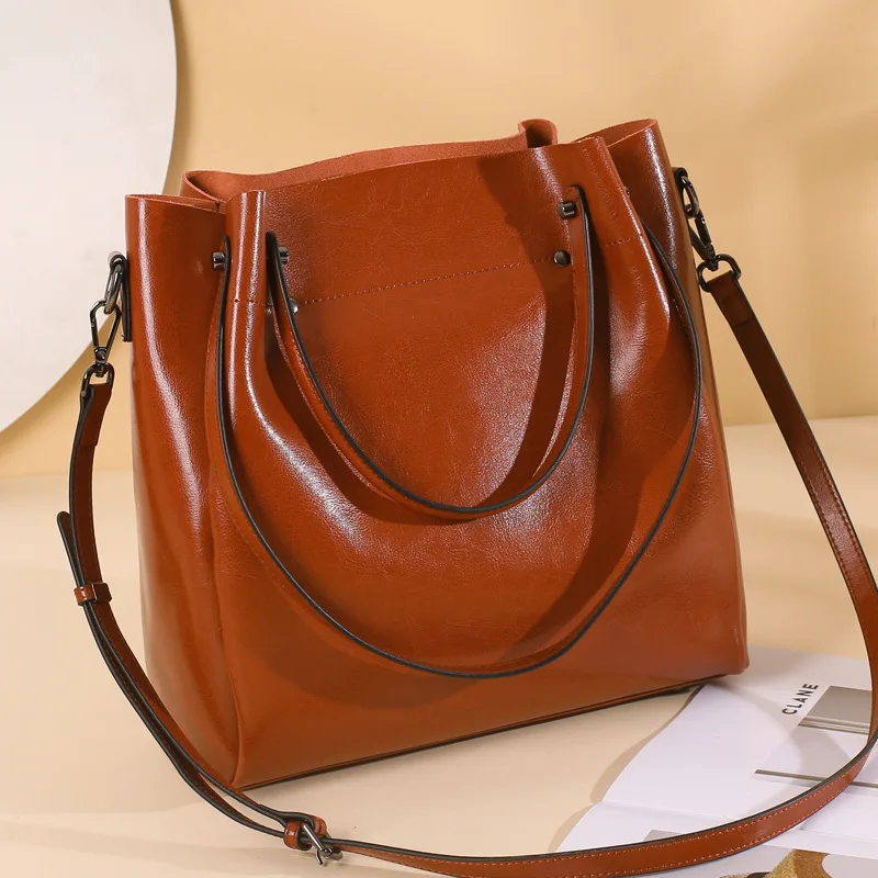 NEW 100% Cowhide Genuine Leather Women's Shoulder Bag Tote Large Capacity Crossbody Bag Commuter Fashion Handbag gift bag