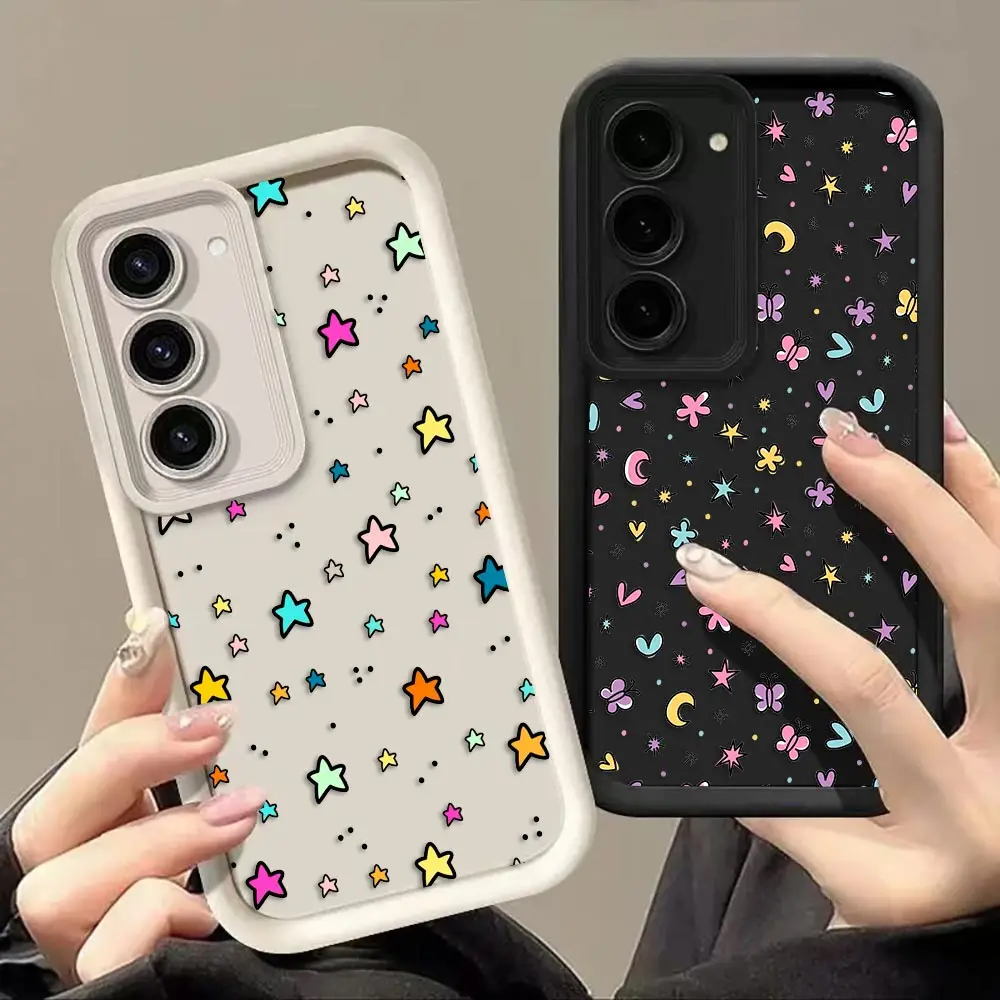 Five-Pointed Star Moon Cover Phone Case For Samsung A07 A24 A34 A50 A03S A04E A05 A05S A06 A12 M16 M15 M34 M36 M54 NOTE 20 Case