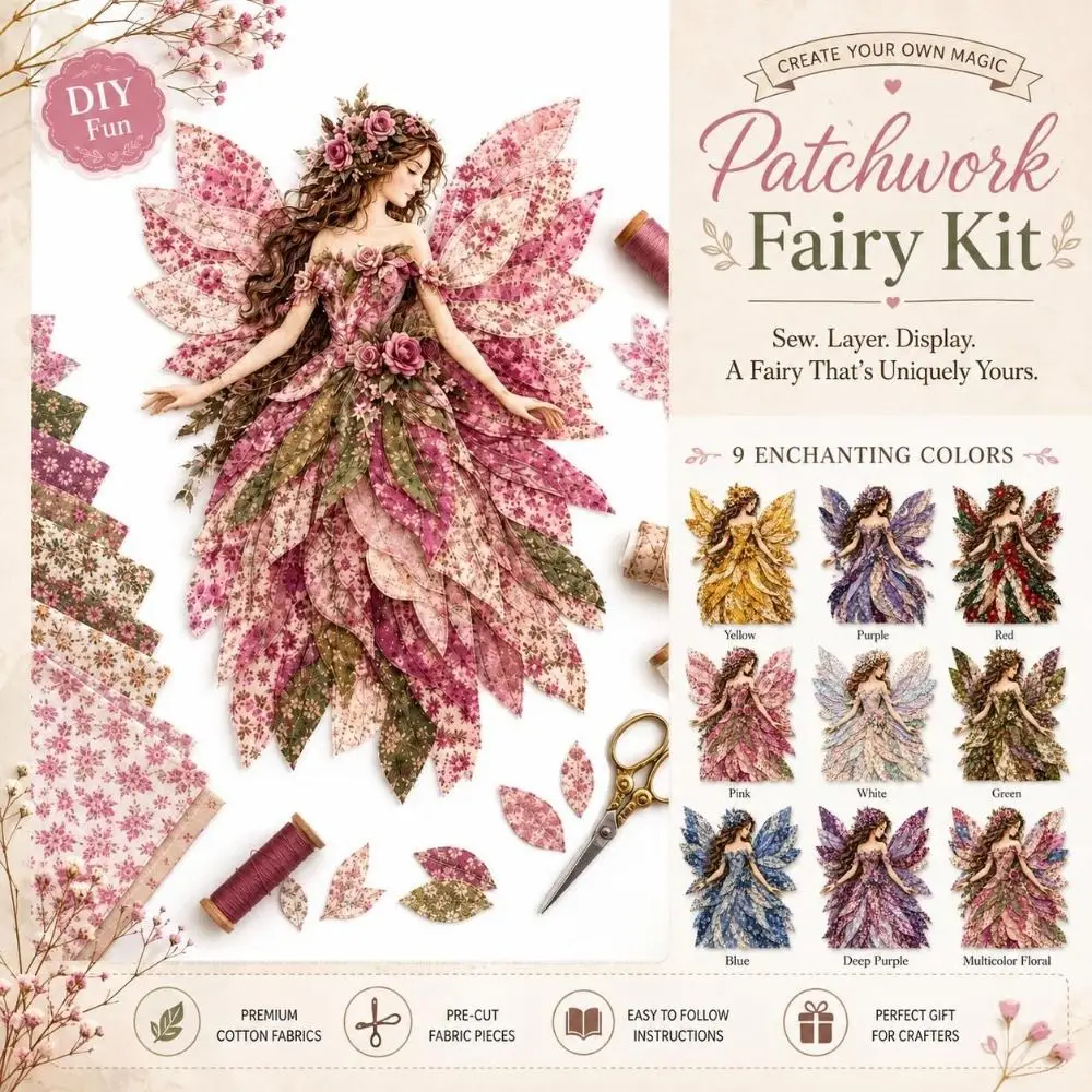 Handmade Patchwork Fairy Kit Pre Cut Fabric Step By Step Guide Fairy Sewing Kit Buttons Included Stuffing Included