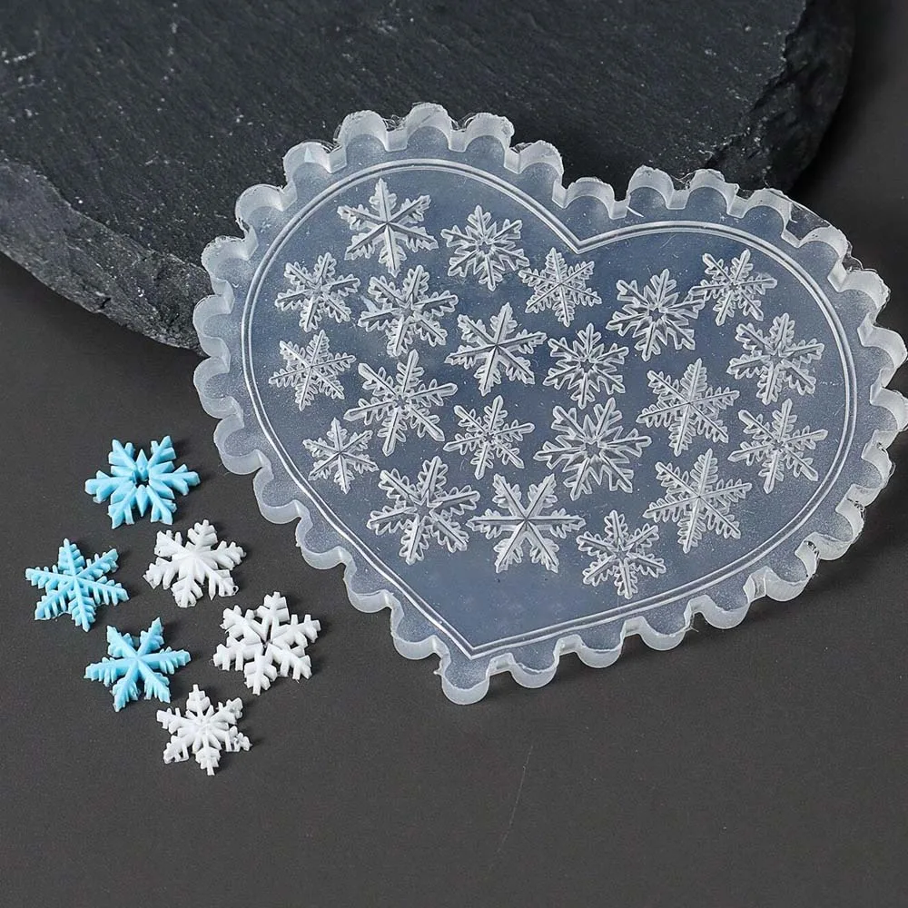 Winter Silicone Nail Carving Mold Christmas Snowflakes Design Mould Stamping Plate Gel Stencils Nail Charms DIY Manicure