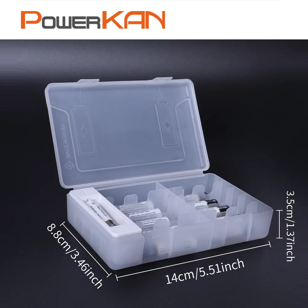 POWERKAN AA AAA Battery Charge Tester LED Display Diagnostic Battery Voltage Tool AA AAA Battery Storage Box