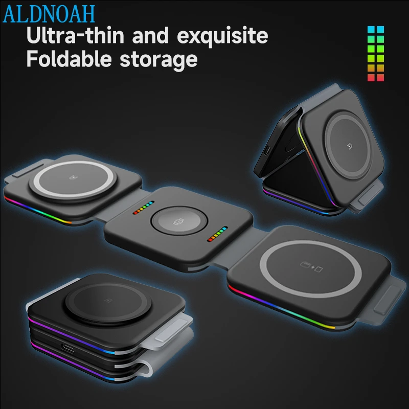 

15W 3 in 1 Magnetic Wireless Charger For iPhone 13 12 11 Pro Max iWatch 7 6 Airpods Pro Portable Foldable Wireless Chargers Pad