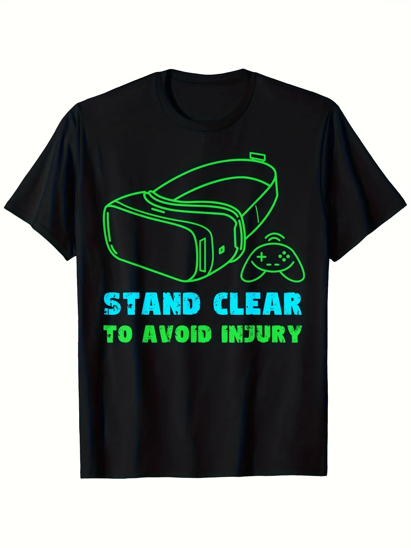 Vr Gaming T-Shirt - Vibrant Neon Vr Headset and Game Controller Graphic Design, Perfect Gift for Gamers, Casual Style for Game Enthusiasts