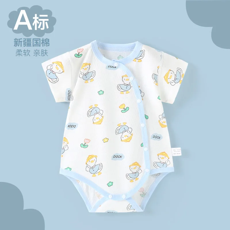 

Summer Newborn Romper Baby Soft Infant Crawling Suit Short Sleeve Baby Onesie Cotton Crawling Suit A Grade Boys Girls Triangle