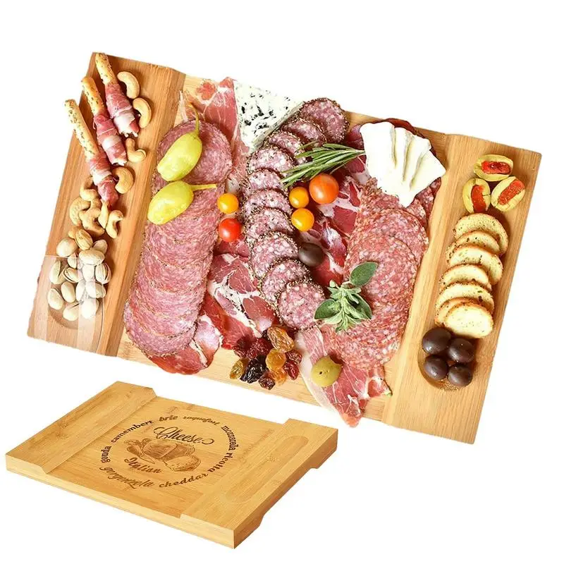 

Cheese Platter Board Durable Charcuterie Chopping Blocks Portable Wooden Serving Trays Gift For Travel Picnic Charcuterie