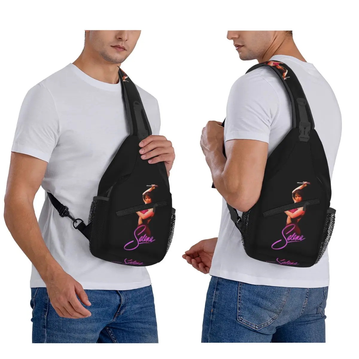 Popular Selena Quintanilla Singer Chest Bag Men Sling Crossbody Backpack Chest Bag Traveling Hiking Daypack Shoulder Bag