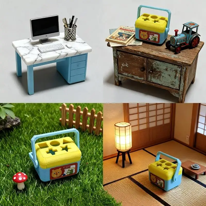 Doll House Nursery Decoration Photography Prop 1 Set Miniature Shape Sorting Toy Box Dollhouse Educational Toy Model