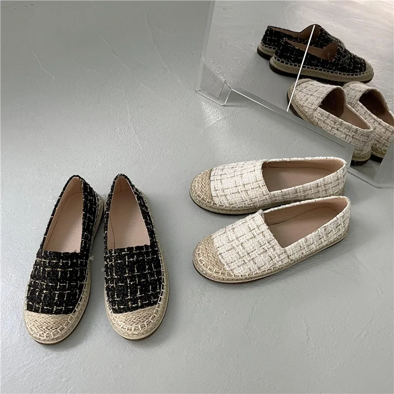 Czarne płaskie mokasyny Buty damskie Casual Round Toe Slip-on Shoes Fall Lazy Flats Wygodne damskie gumowe Zapatos De Mujer 2024