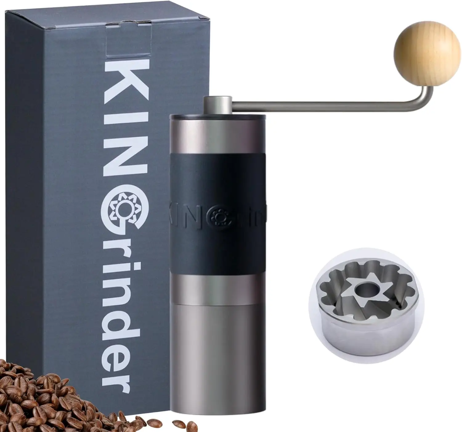 

Manual Coffee Grinder with Stainless Steel Burr, Adjustable for French Press, Drip, Espresso - Portable and Easy to Clean
