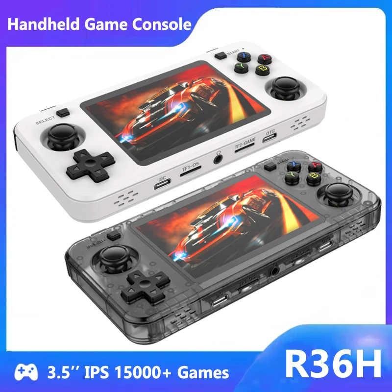 

R36H Retro Handheld Video Game Console 3.5‘’ IPS Screen 128GB 3000 mAh Open Source Linux System Portable Players For Boys Gift